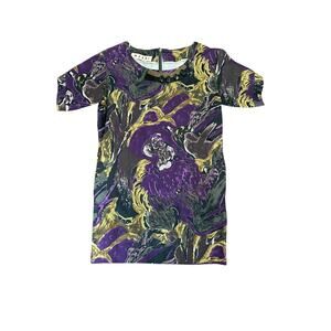 MARNI Made in Italy Purple Abstract Patterned Mini Boxy Dress w Pockets Size 38